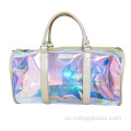 New Hologramm Transparent Freizeit Beach PVC Reisetasche Mode Rolling Schulter Aufbewahrung Slant Handtasche Gepäck Duffel Tasche